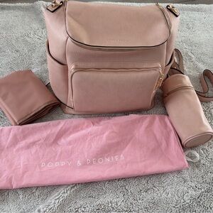 Poppy & Peonies Blush Pink Vegan Leather Backpack Diaper Bag